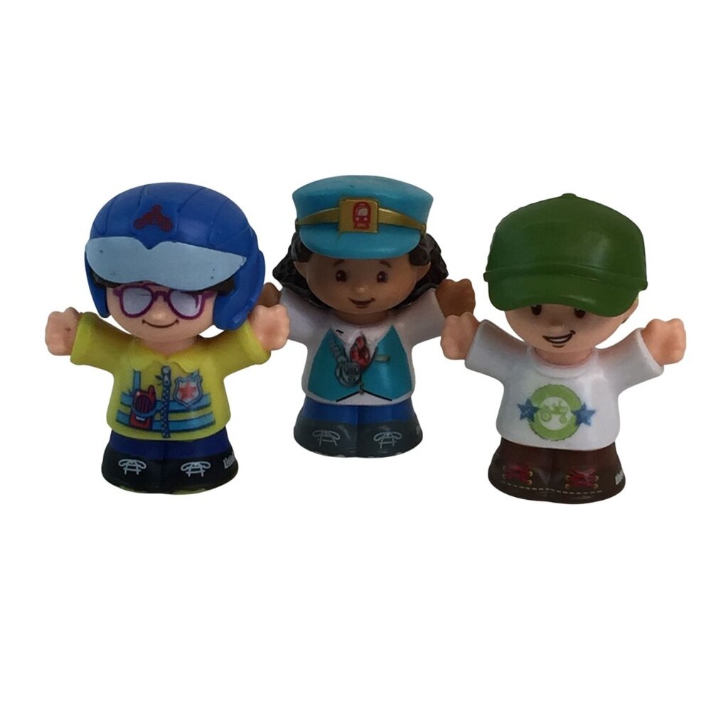 Fisher Price Little‎ People Train Conductor Police Officer Boy Figure Lot of 3